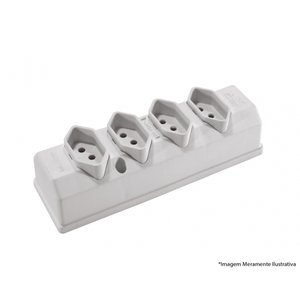 Tomada Barra Hercules 2p+t 4tom Cinza 10a