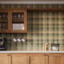 Ver imagem 1 de Papel de Parede Xadrez Verde e Bege + Cola Inclusa