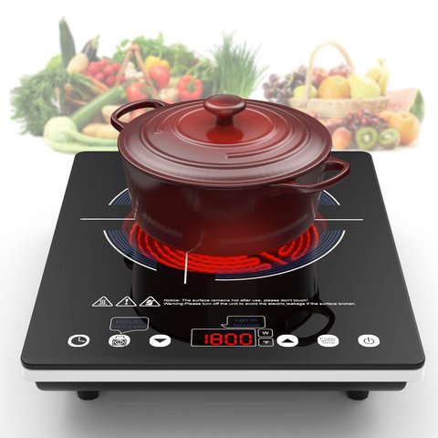 Vbgk Cooktop Elétrico 1800w, 9 Níveis, Controle de Toque e Timer (preto)