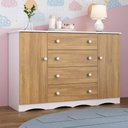 Ver imagem 1 de Cômoda Infantil 125cm 2 Portas e 4 Gavetas Realeza Multimóveis Mp4455 Branco/madeirado