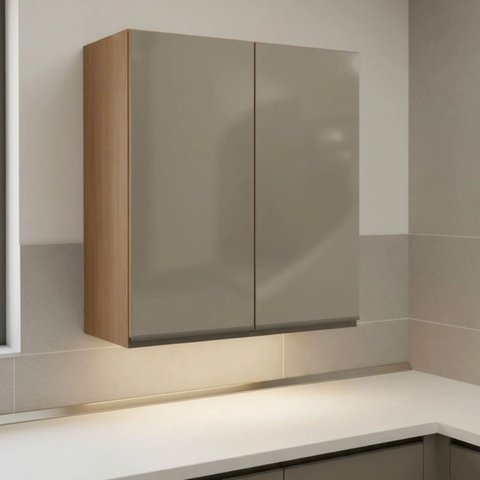 Armário Aéreo de Cozinha 80cm 2 Portas com Vidro Maxxi Kappesberg