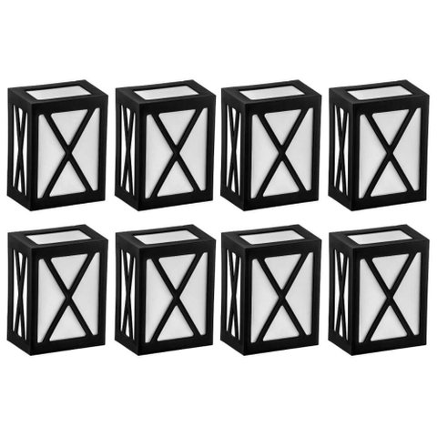 Kit 8 Arandelas Luminária Preto Grade X Lente Leitosa Termoplástico Área Externa Interna E27 Onix