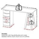 Ver imagem 3 de Mesa Escrivaninha 5 Gavetas 2 Prateleiras 136 cm Nogal Preto Artany
