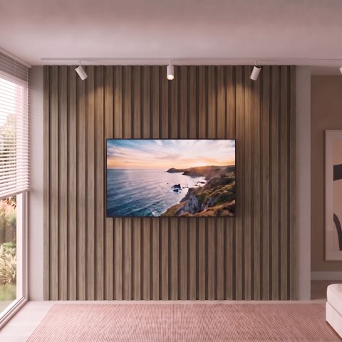 Painel para TV até 85 Polegadas de MDF 270cm x 260cm Marrom Imbuia 