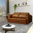 Ver imagem 1 de Sofá Decorativo Piece Bipartido Retrátil Sala de Estar 250cm Couro Conhaque G58 - Gran Belo