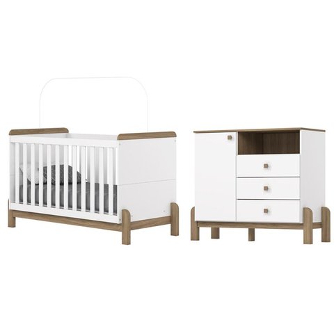 Jogo de Quarto Infantil Ternura Cômoda e Berço Branco/jequitibá - Henn