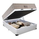 Ver imagem 6 de Cama Baú Casal Sintético + Colchão Casal Ortobom Airtech Molas SpringPocket (65x138x188) Branco