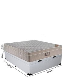 Cama Baú Casal Sintético + Colchão Casal Ortobom Airtech Molas SpringPocket (65x138x188) Branco - 3