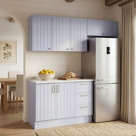 Cozinha Planejada 3 Peças com Tampo Marselha CabeCasa MadeiraOriginals Azul/Sereno