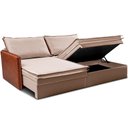 Ver mais imagens de Sofá sem Caixa Retrátil Baú 1,95m Cama Inbox Grace Tecido Linho e Courino Bege Escuro
