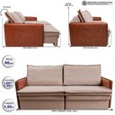 Ver imagem 3 de Sofá sem Caixa Retrátil Baú 1,95m Cama Inbox Grace Tecido Linho e Courino Bege Escuro