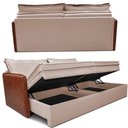 Ver imagem 7 de Sofá sem Caixa Retrátil Baú 1,95m Cama Inbox Grace Tecido Linho e Courino Bege Escuro