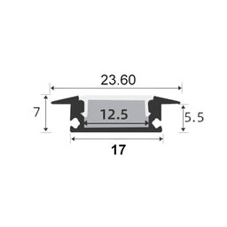 Perfil Embutir 23,6x7mm 3 Metros Preto - Embuled - 2