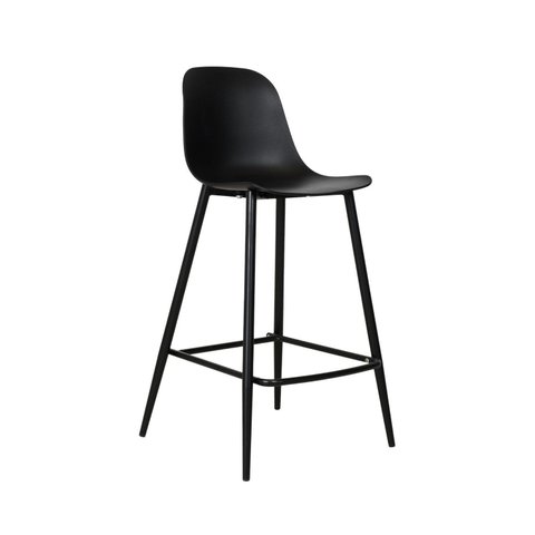 Banqueta Miami Média Assento em Polipropileno e Base em Aço com Pintura Epóxi - Cor Preto