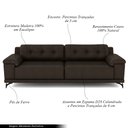 Ver imagem 3 de Sofá Living 4 lugares 272cm Agostino Pés Design em Ferro Couro Marrom G52 - Gran Belo