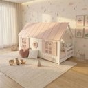 Ver imagem 1 de Cama Montessoriano Casinha Bela com Coração - Madeira Maciça Branco/Rosa | Housin