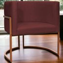 Ver imagem 6 de Poltrona Decorativa Recepção Luna Suede Cores Base de Ferro Bronze - Bordô, Suede