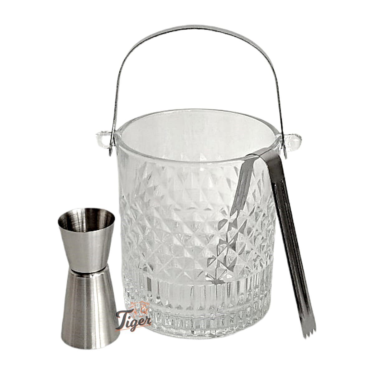 Balde de Gelo Cristal com Pegador Alça e Dosador Inox L'Hermitage Whisky Bebidas Bar - 9