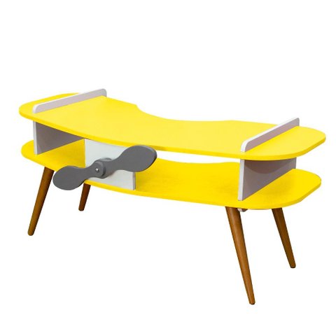 Mesa Avião Infantil Pé Palito Formato Avião:amarelo