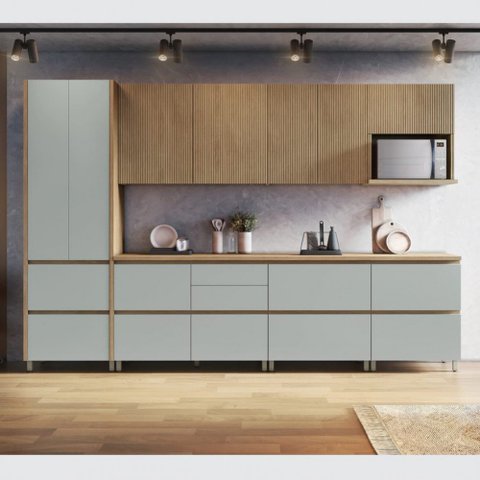 Cozinha Modulada 7 Peças Nesher Rainha Ripado 100% Mdf