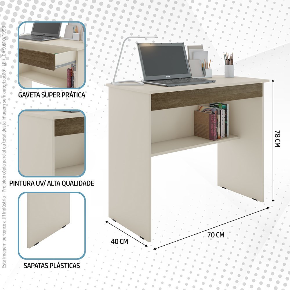 Mesinha Computador Multiuso Quarto Sala Escritorio 1 Gaveta - 3