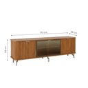 Ver imagem 3 de Rack para TV até 75” 3 Portas Vidro Reflecta e LED Interno Neon Float 169cm - Canella c/ Champanhe