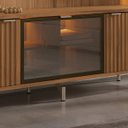 Ver imagem 5 de Rack para TV até 75” 3 Portas Vidro Reflecta e LED Interno Neon Float 169cm - Canella c/ Champanhe