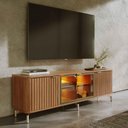 Ver imagem 1 de Rack para TV até 75” 3 Portas Vidro Reflecta e LED Interno Neon Float 169cm - Canella c/ Champanhe