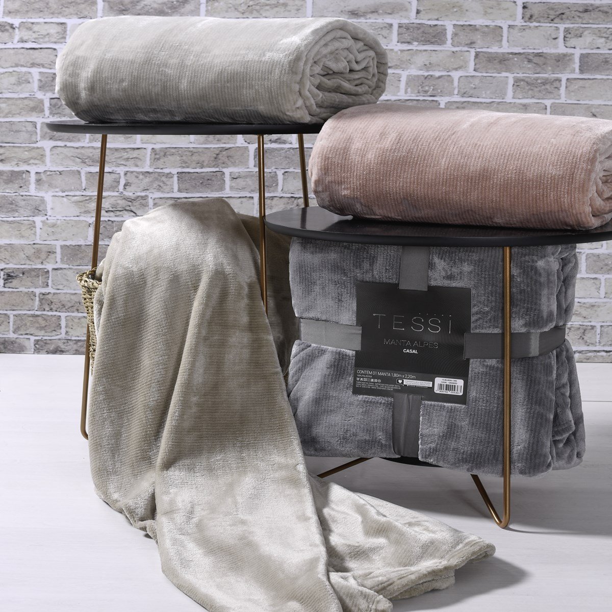 Manta Cobertor Casal Alpes Flannel Toque Extra Macil 300G/M² Porcelana - Tessi - 3
