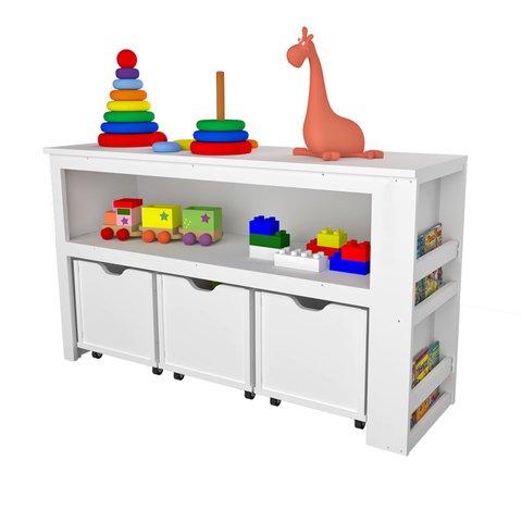 Organizador com Baús e Porta Livros Andy 100% Mdf Woodcore