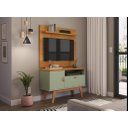 Ver imagem 1 de Rack + Painel Si 90cm Estilo Retrô para Tv até 32'' Polegadas Cor Cinamomo / Off White Pt