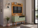 Ver imagem 1 de Rack + Painel Si 90cm Estilo Retrô para Tv até 32'' Polegadas Cor Cinamomo / Off White Pt