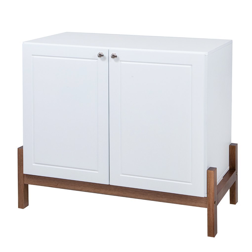 Balcão Buffet Tokio em Madeira Maciça e Mdf Natural/branco