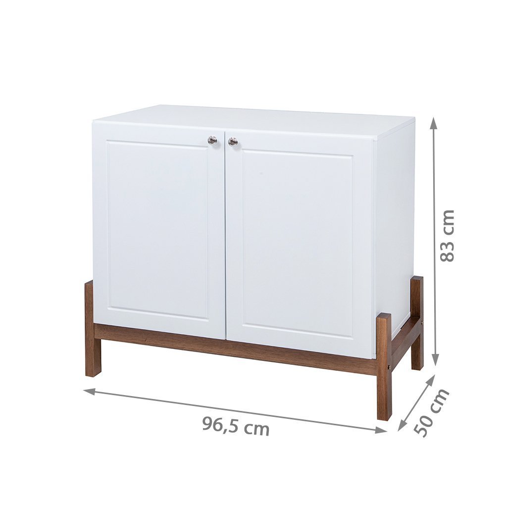 Balcão Buffet Tokio em Madeira Maciça e Mdf Natural/branco - 3