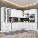 Ver imagem 2 de Cozinha Completa de Canto Americana 10 Peças com Cristaleira Branco - Móveis Henn Branco
