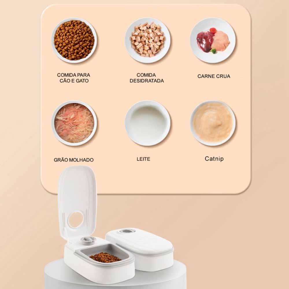 Alimentador Bebedouro Comedouro Temporizador Inteligente Raçao Agua Cachorro Gato Pet Bichos Comida  - 9