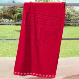 Toalha de Banho Buettner Jacquard Veludo Futebol Sao Paulo 70cmx140m Vermelho - 4