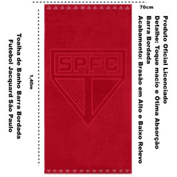 Toalha de Banho Buettner Jacquard Veludo Futebol Sao Paulo 70cmx140m Vermelho - 5