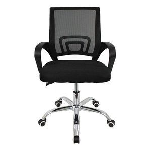 Cadeira de Escritorio Mesh Giratória Altura Regulável Preta Cor Preto Material do Estofamento Tecido