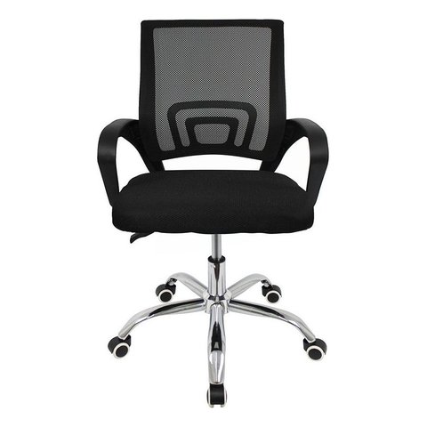 Cadeira de Escritorio Mesh Giratória Altura Regulável Preta Cor Preto Material do Estofamento Tecido