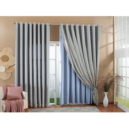 Cortina Gaze De Linho Forro Blackout 6,00x2,40m Sala E Quarto Cinza - 2