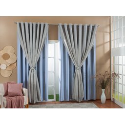 Cortina Gaze De Linho Forro Blackout 6,00x2,40m Sala E Quarto Cinza - 1