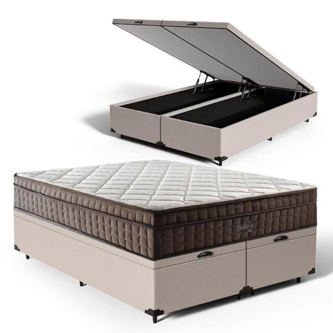 Cama Box Baú com Colchão de Espuma D70 Pillow In Ultra Dream Anjos Queen 158cm