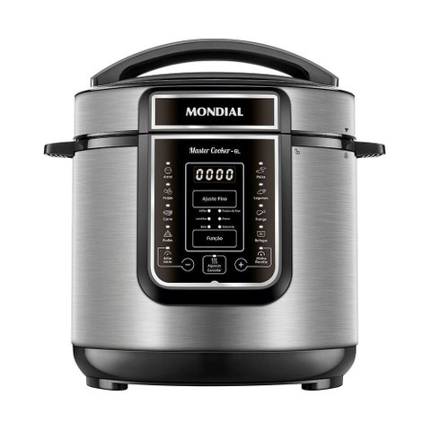 Panela de Pressão Elétrica Digital 6l Mondial Preto/inox 220v Pe-60-6l-i
