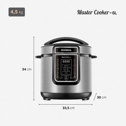 Panela de Pressão Elétrica Digital 6l Mondial Preto/inox 220v Pe-60-6l-i - 2