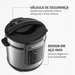 Panela de Pressão Elétrica Digital 6l Mondial Preto/inox 220v Pe-60-6l-i - 6