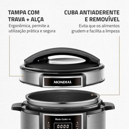 Panela de Pressão Elétrica Digital 6l Mondial Preto/inox 220v Pe-60-6l-i - 4