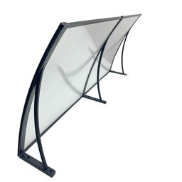 Toldo Policarbonato 1,20 X 0,50m Translucido Preto com Kit - 1