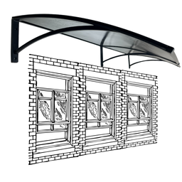 Toldo Policarbonato 1,20 X 0,50m Translucido Preto com Kit - 3
