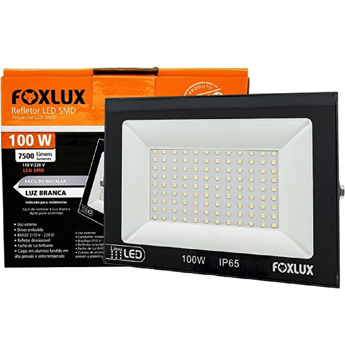 Kit 3 Refletor LED 100W Bivolt, Luz Branca 6.500K Foxlux - 4